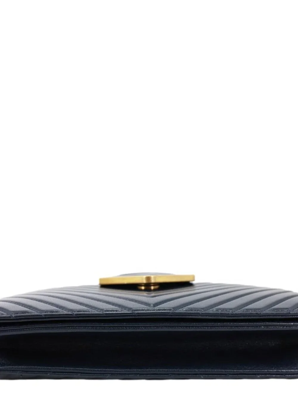Chanel  Collar and Tie Flap Mini Chevron Sheepskin Leather Crossbody Bag Navy Bl